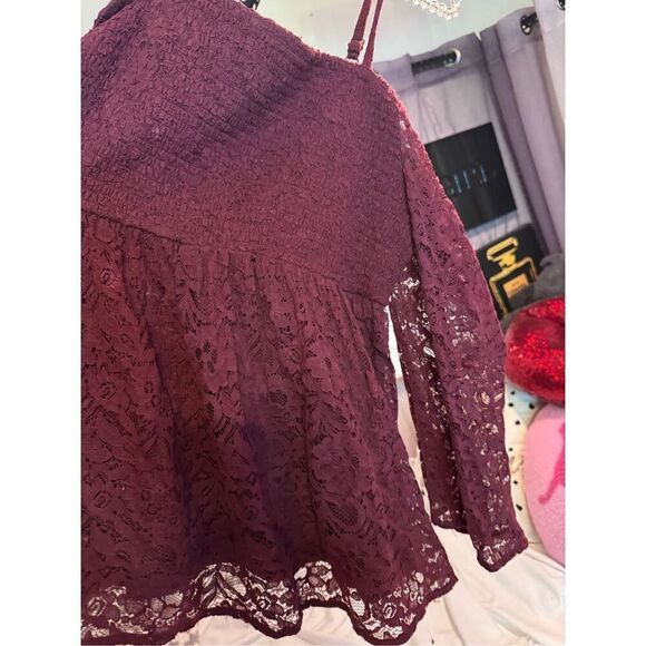 Torrid size 2 2xl xxl shifted/ stretch/ smocked peplum babydoll top shirt nwt - Picture 5 of 6